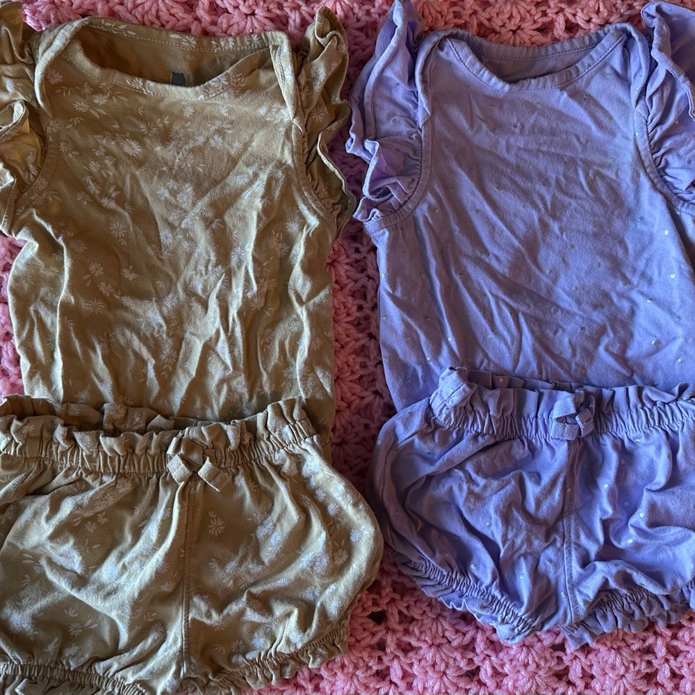 Baby Girl Ruffle Romper Set - Tanand Lavender